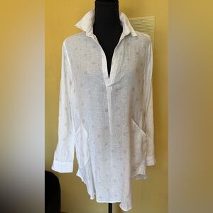For Cynthia White Linen Blouse